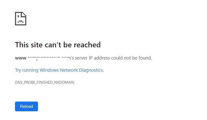 DNS_Probe_Finished_NXDomain Error in Chrome